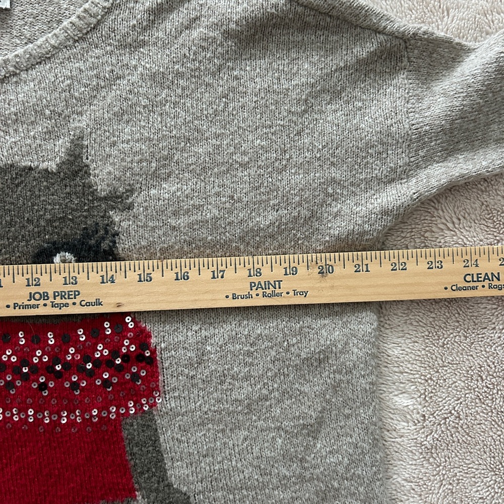 Abercrombie & Fitch Taupe Owl Christmas Holiday Sweater with Sequins, Size Small - Picture 5 of 8